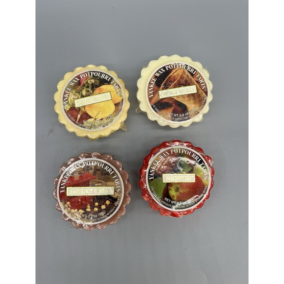 Yankee Candle Wax Tart Potpourri Melts Lot of 4 Hazelnut Macintosh Vanilla Mango - Picture 1 of 6